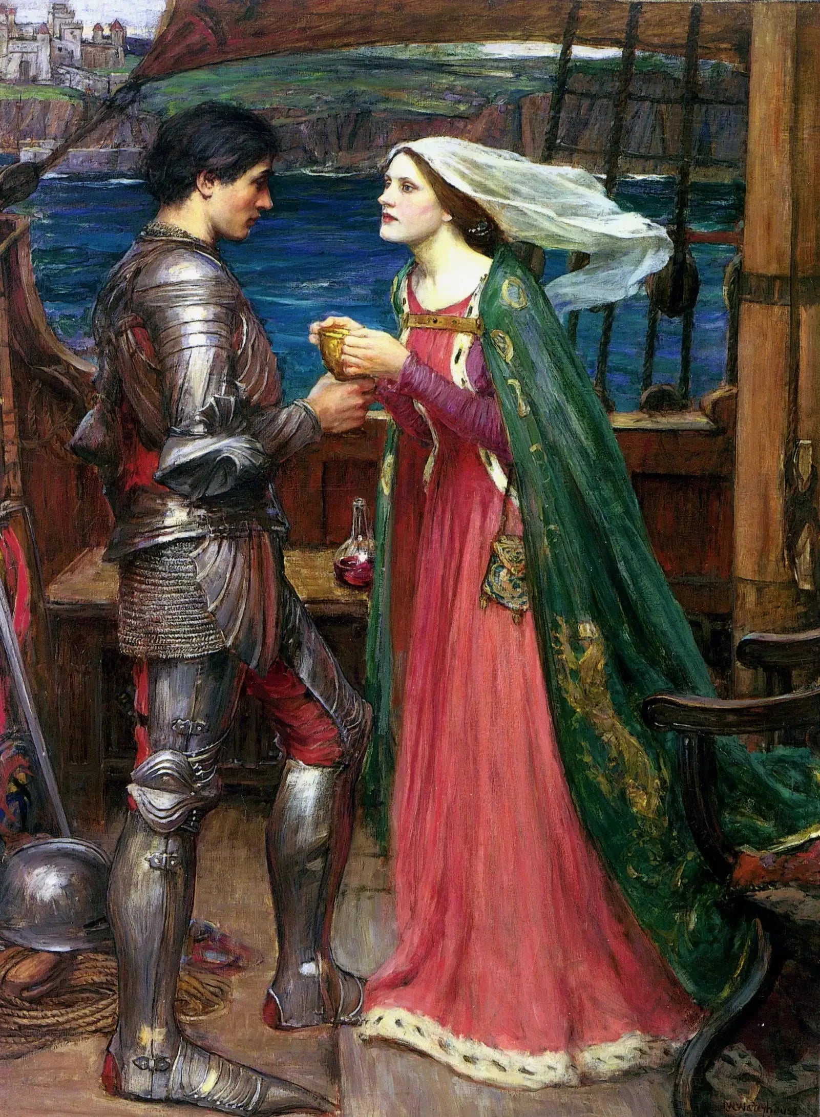 Tristan et Isolde avec la potion - John William Waterhouse image 1 tableau peint à l’huile sur toile
