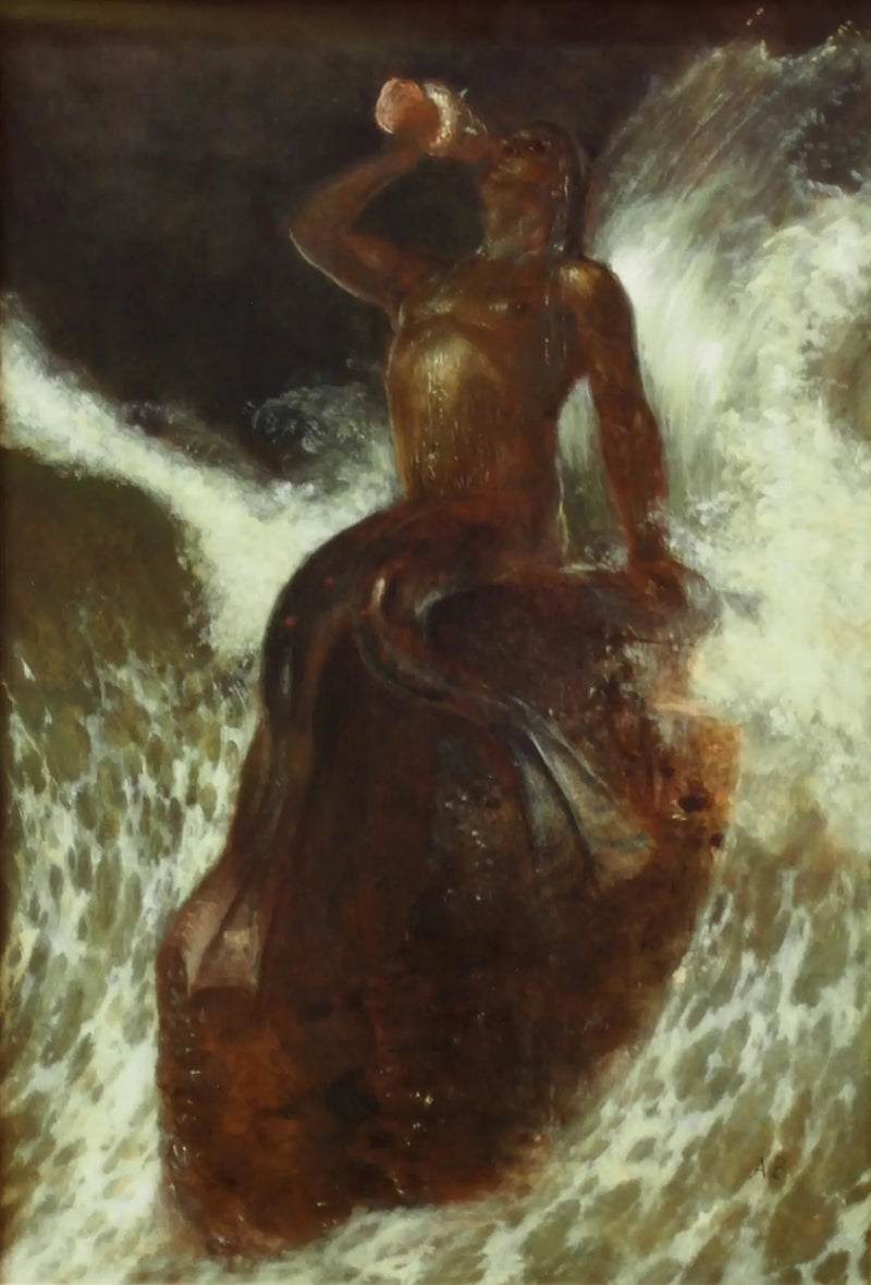 Triton che soffia attraverso una conchiglia tra le onde - Arnold Böcklin