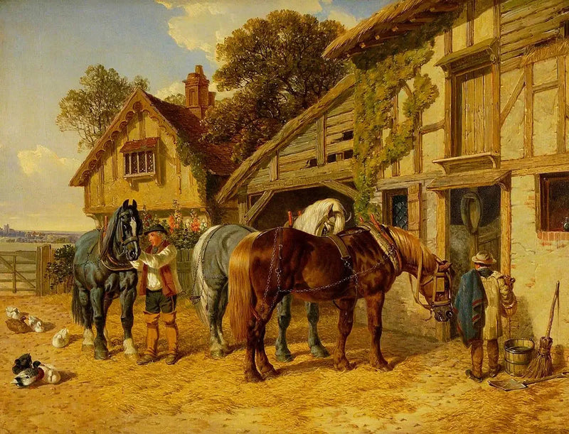 Tre cavalli e anatre nella stalla - John Frederick Herring, Sr.