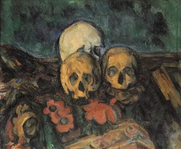 Tre teschi su un tappeto orientale - Paul Cézanne