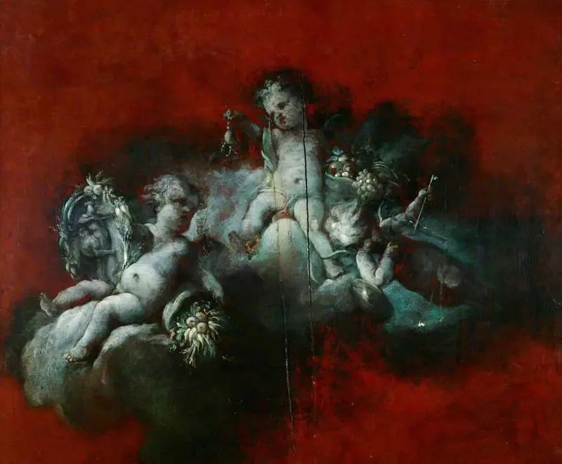 Tre Cupidi con i segni dello zodiaco: Scorpione, Sagittario, Bilancia - François Boucher