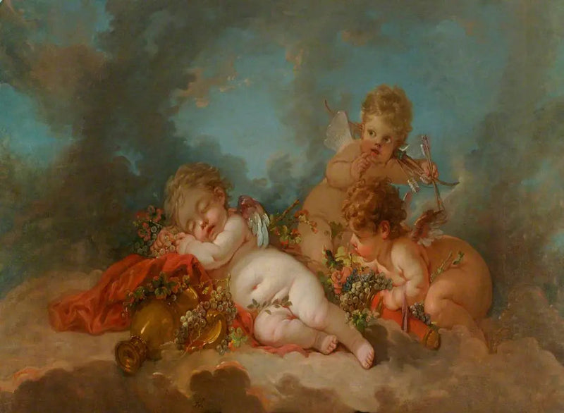 Tre Cupidi che fluttuano tra le nuvole - François Boucher