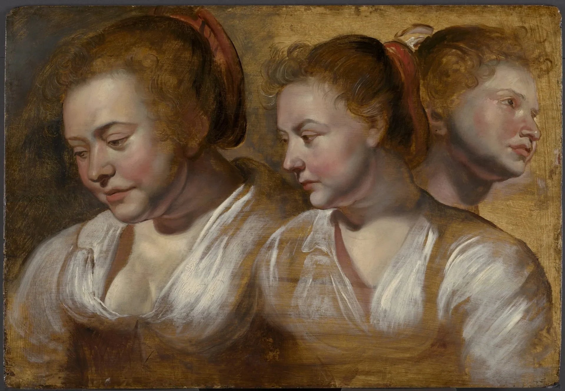 Trois études sur une jeune femme - Jacob Jordaens image 1 copie de tableau peinte à la main