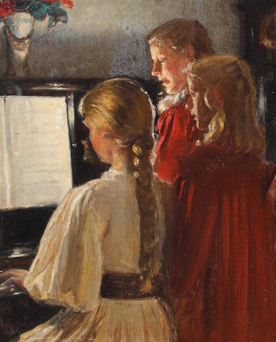 Tre ragazze al pianoforte. -Michael Peter Ancher