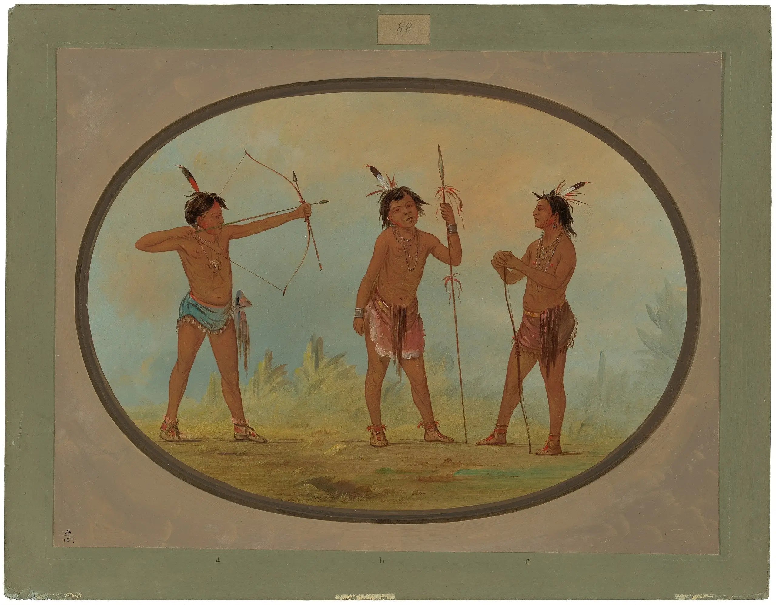 Trois guerriers Shoshonee armés pour la guerre - George Catlin - Alpha Reproduction