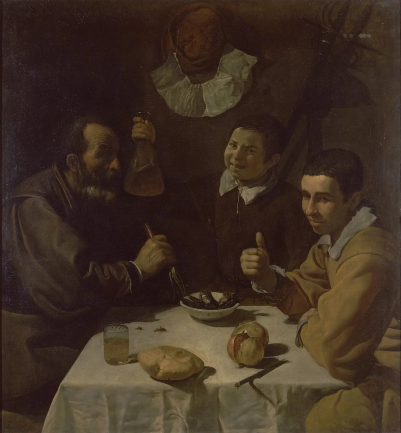 Tre uomini a tavola, il pranzo - Diego Velázquez