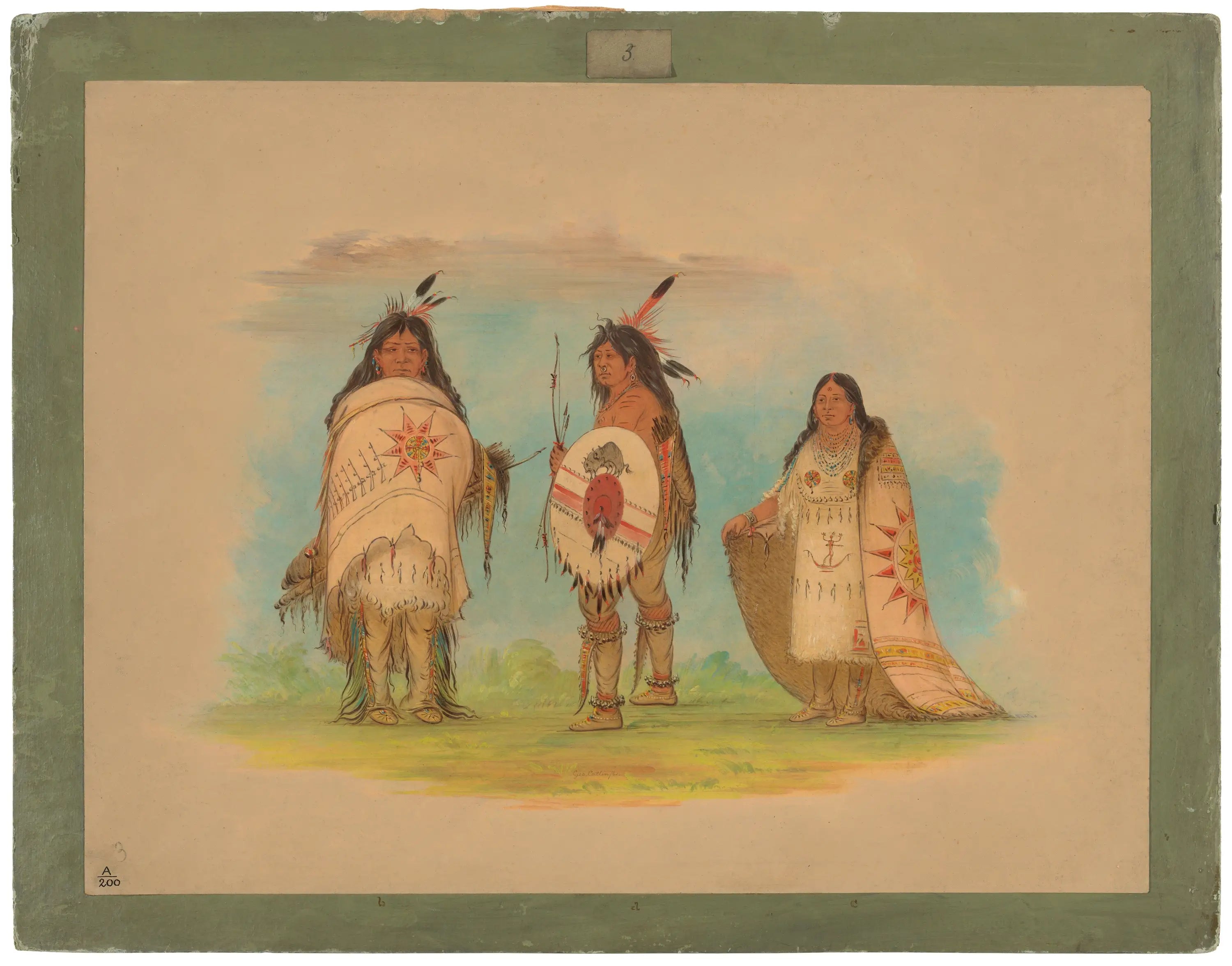 Trois Indiens Riccarree - George Catlin - Alpha Reproduction