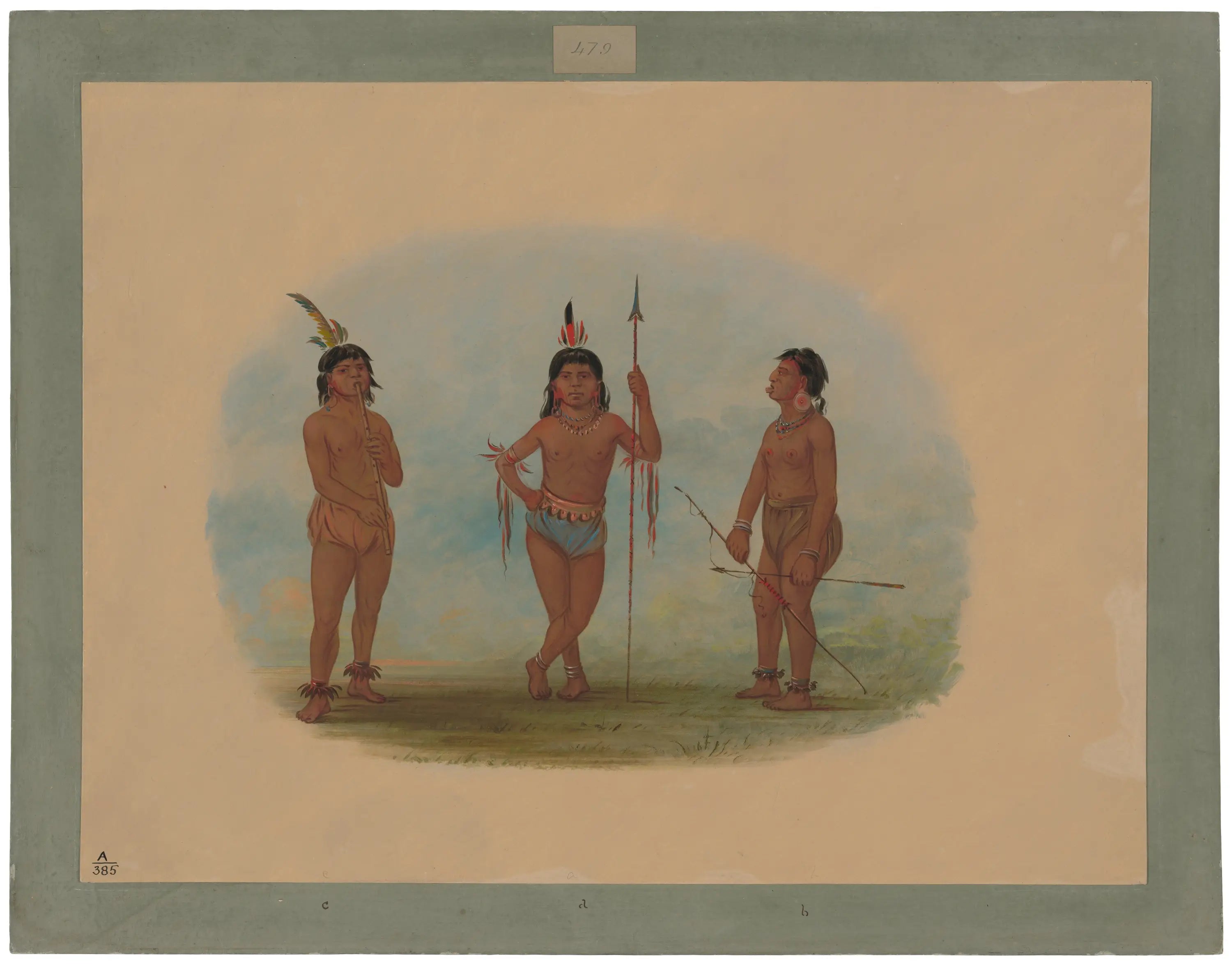 Trois jeunes hommes Tobos - George Catlin - Alpha Reproduction