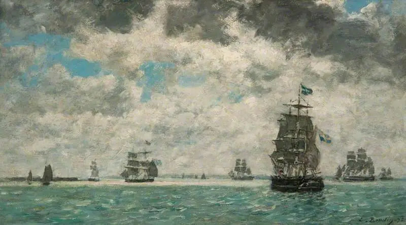 Tre alberi a vela davanti ad Anversa - Eugène Boudin