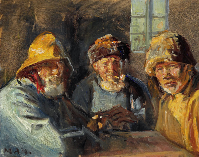 Tre pescatori seduti al sole. -Michael Peter Ancher