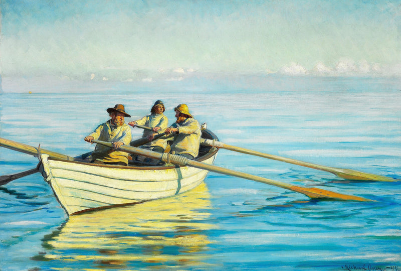 Tre pescatori in una barca. - Michael Peter Ancher