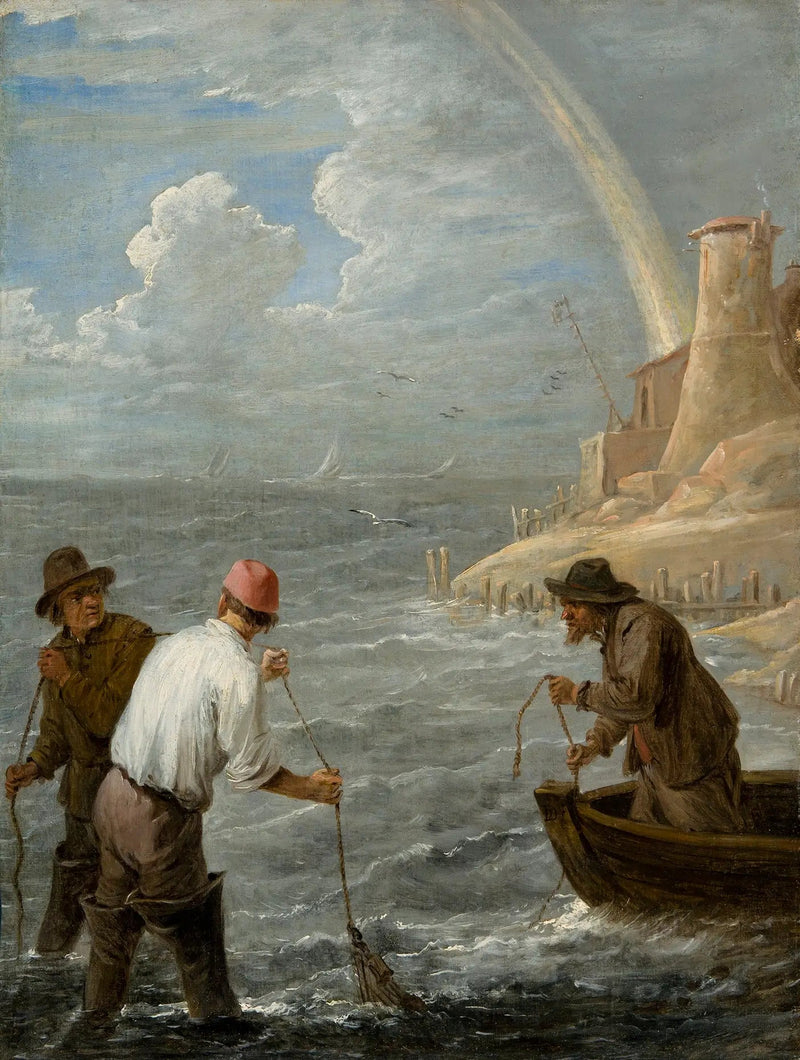 Tre pescatori che lanciano le loro reti - David Teniers il Giovane