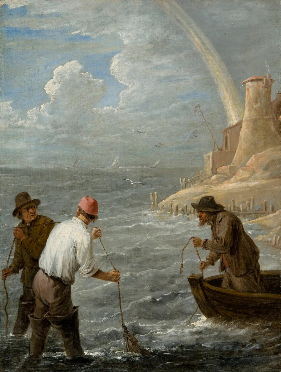 Tre pescatori che lanciano le loro reti - David Teniers il Giovane