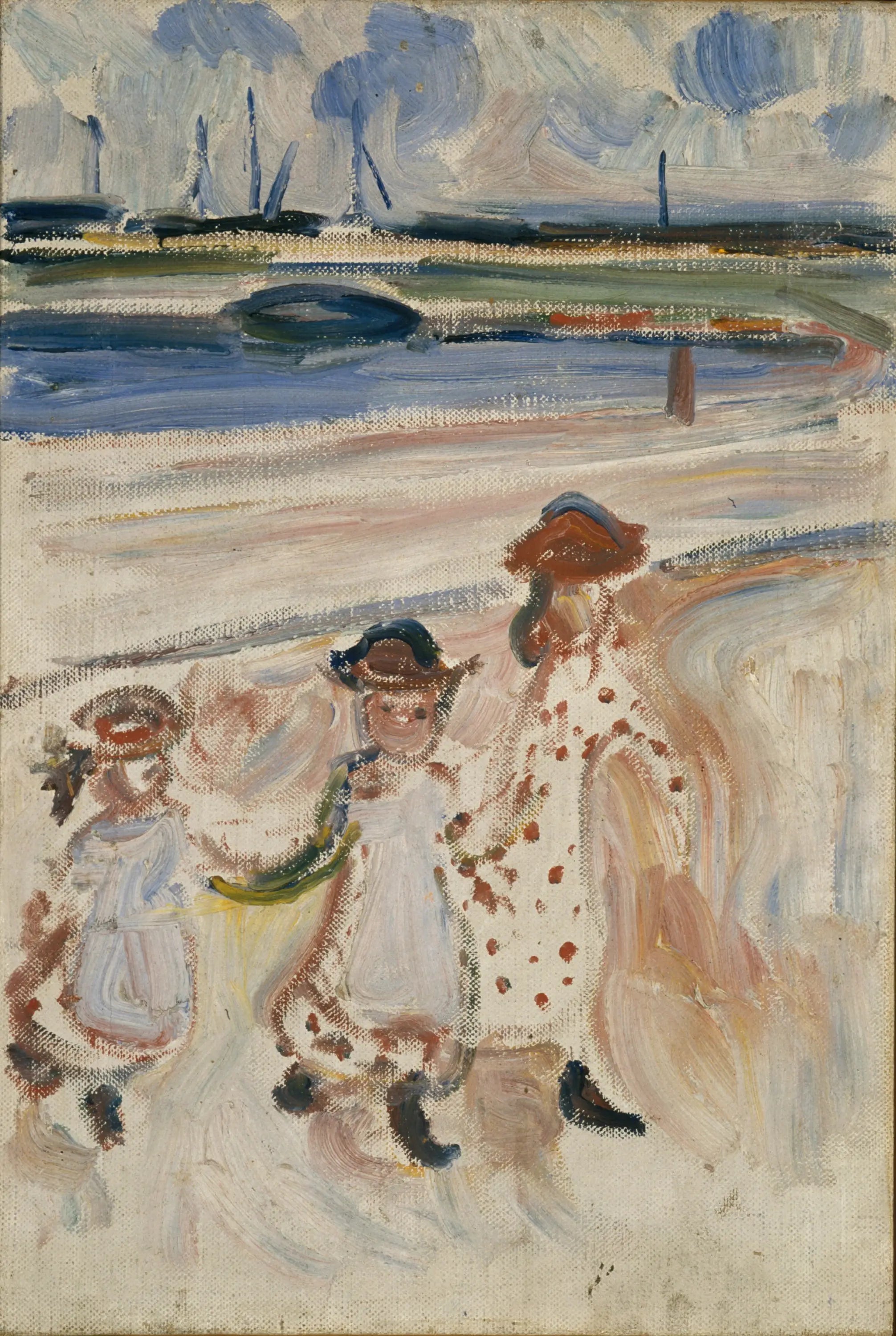 Reproduction du tableau « Trois Petites Filles sur la plage - Edvard Munch » par Alpha Reproduction en peinture à l’huile