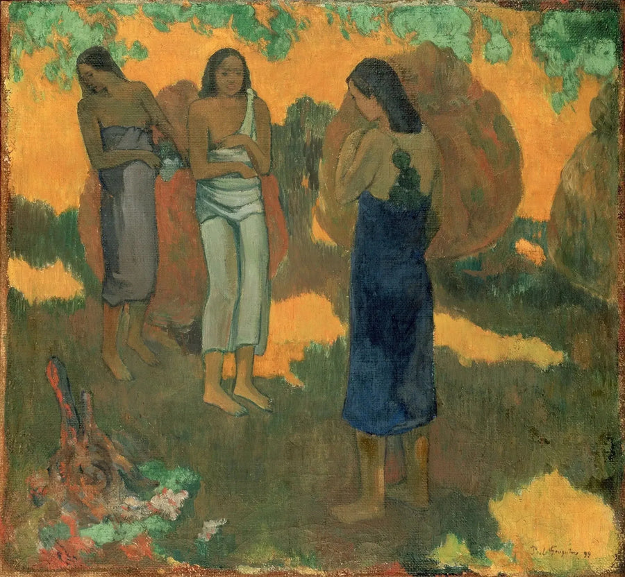 Tre Tahitiane su sfondo giallo - Paul Gauguin