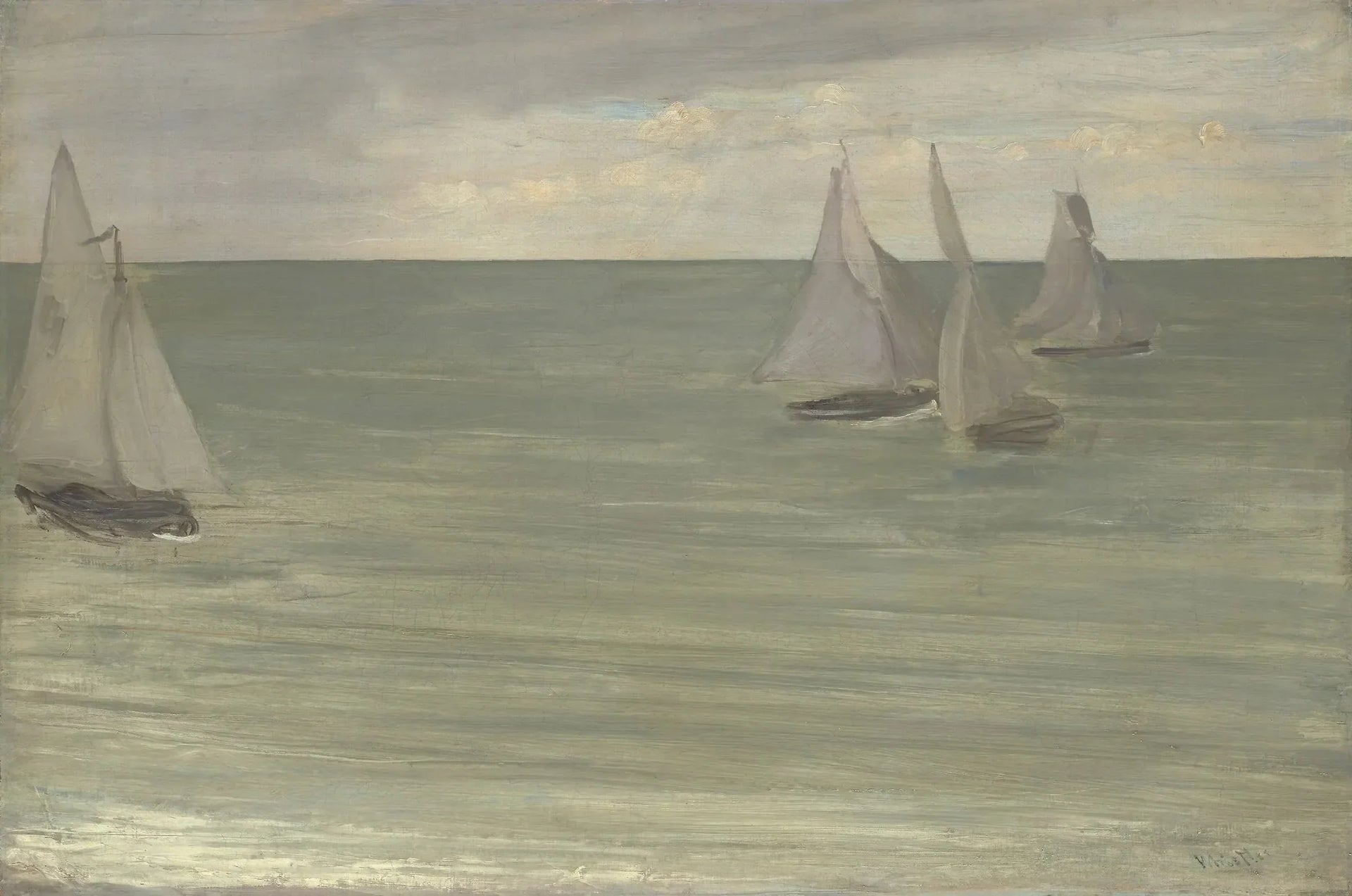 Trouville (Gris et Vert, la mer d'argent) - James Abbott McNeill Whistler image 1 copie de tableau peinte à la main