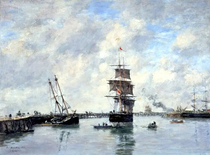 Trouville, i moli, mare alto - Eugène Boudin