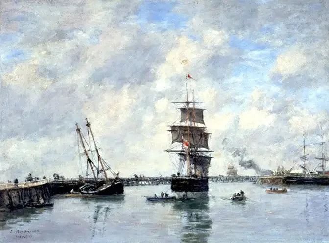 Trouville, i moli, mare alto - Eugène Boudin
