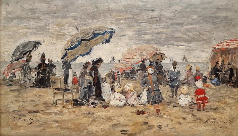 Trouville. Ombrelli sulla spiaggia - Eugène Boudin
