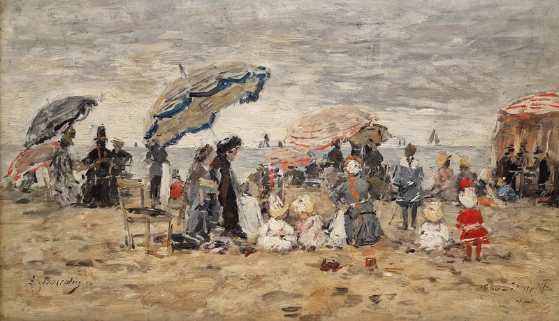 Trouville. Ombrelli sulla spiaggia - Eugène Boudin