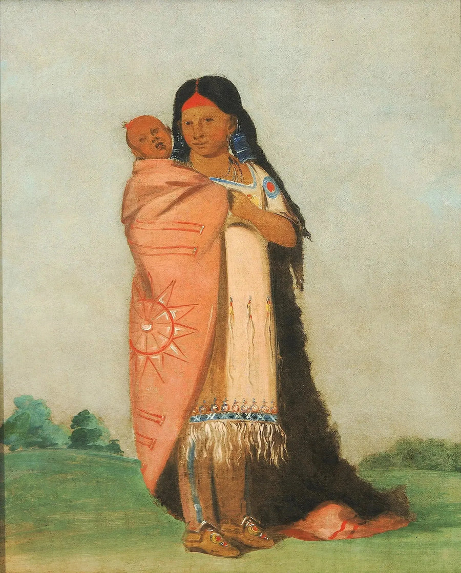 Tsee-moúnt, Grande Meraviglia, portant son bébé dans sa robe - George Catlin