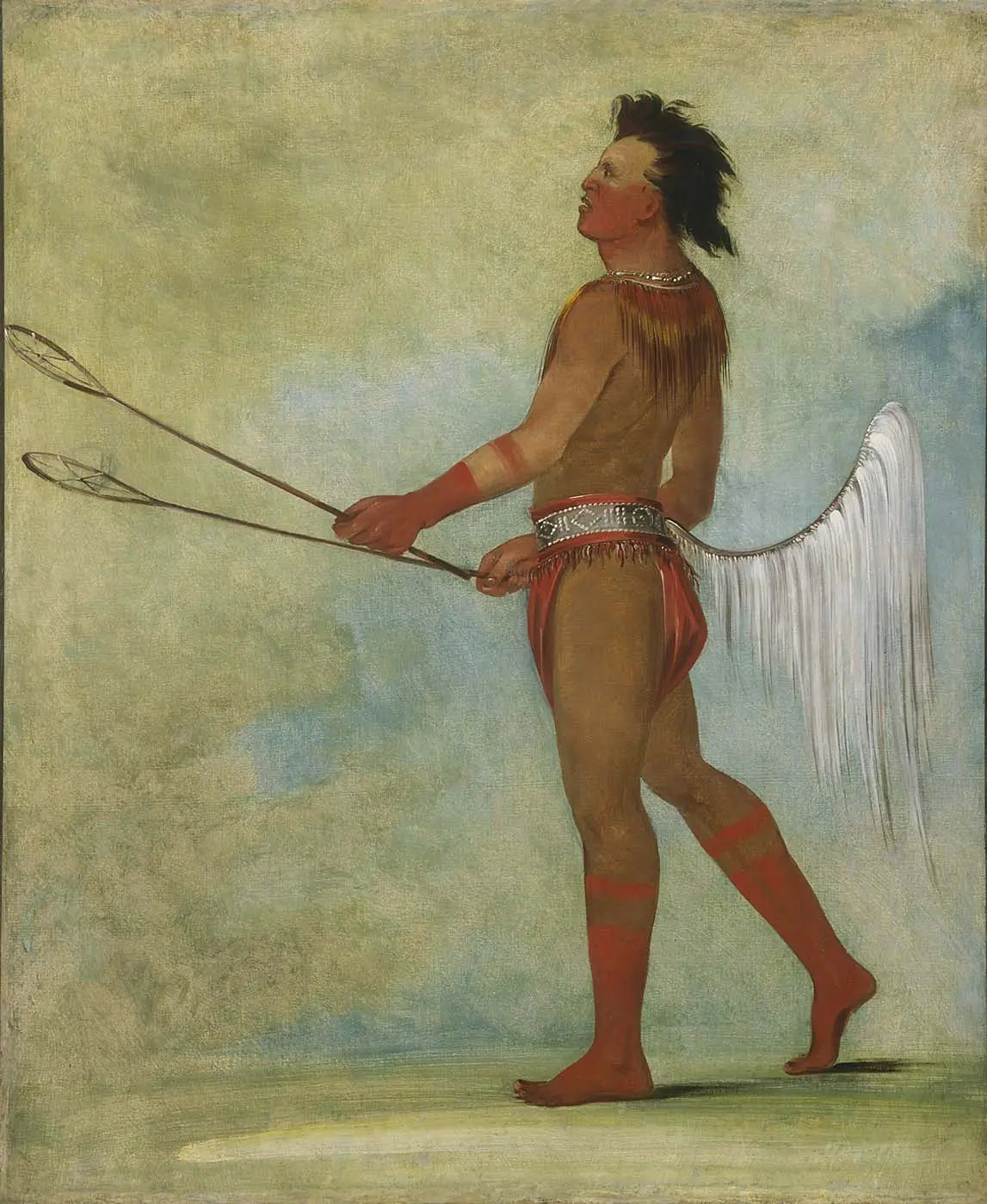 Tul-lock-chísh-ko boit le jus de la pierre en tenue de joueur de balle - George Catlin - Alpha Reproduction