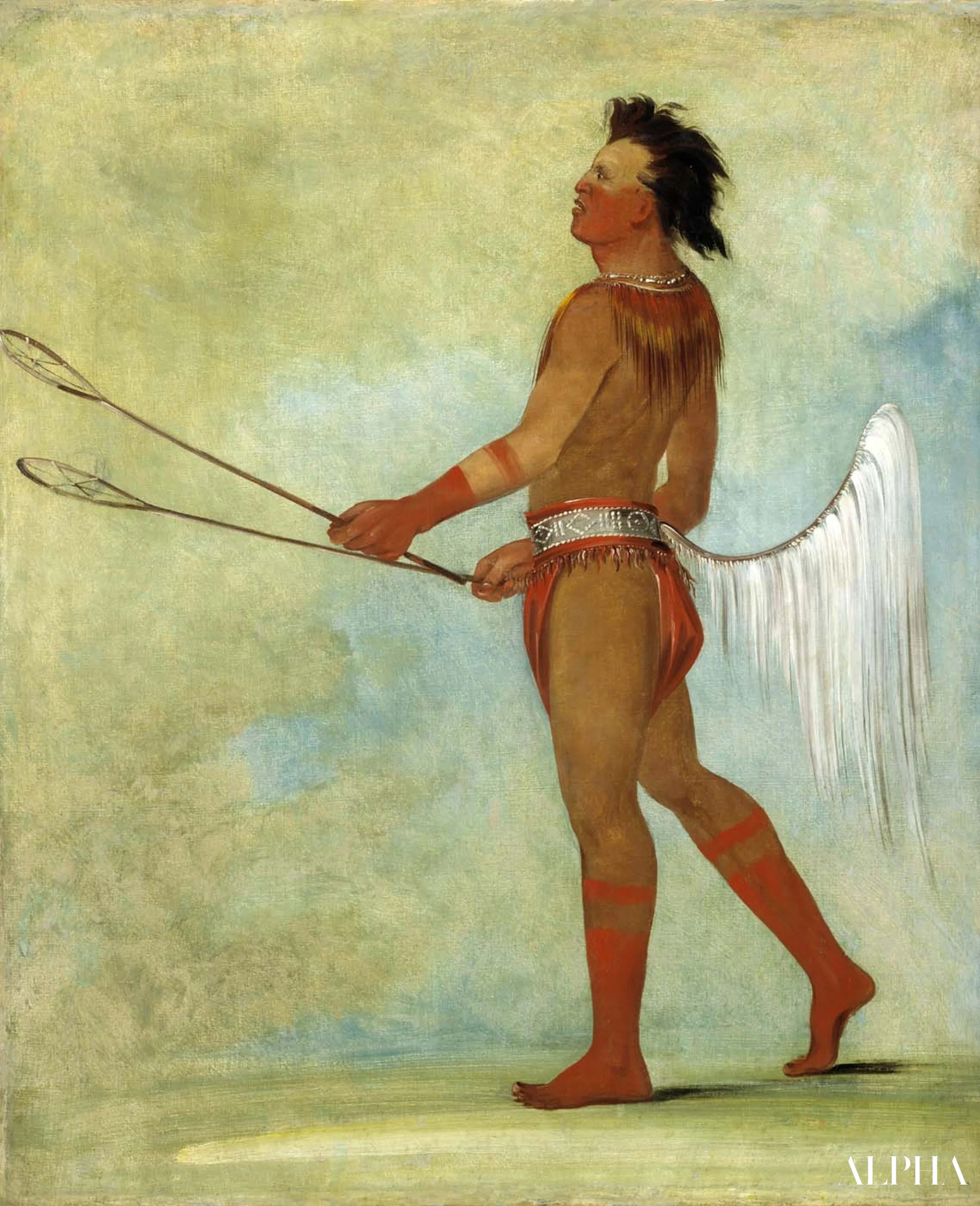 Tul-lock-chísh-ko, beve il succo della pietra, in abito da giocatore di palla (Choctaw) - George Catlin - Riproduzioni di quadri e dipinti di alta qualità