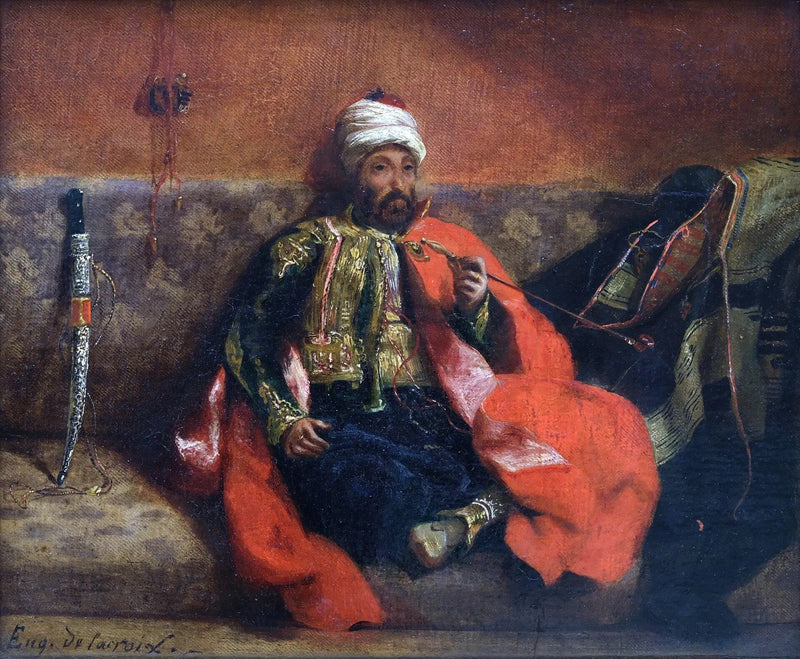 Turco fumante, seduto su un divano - Eugène Delacroix