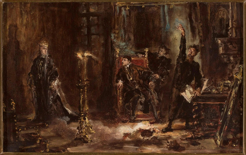 Twardowski invocando lo spirito di Barbara per Sigismondo Augusto, schizzo - Jan Matejko