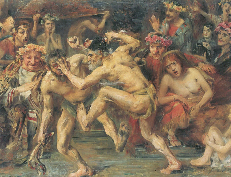 Ulisse combatte contro il mendicante. Scena ispirata all'Odissea (lo scontro tra Ulisse e Iro). - Lovis Corinth