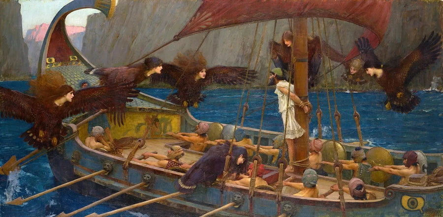 Ulysse et les sirènes - John William Waterhouse image 1 copie peinte à la main à l’huile