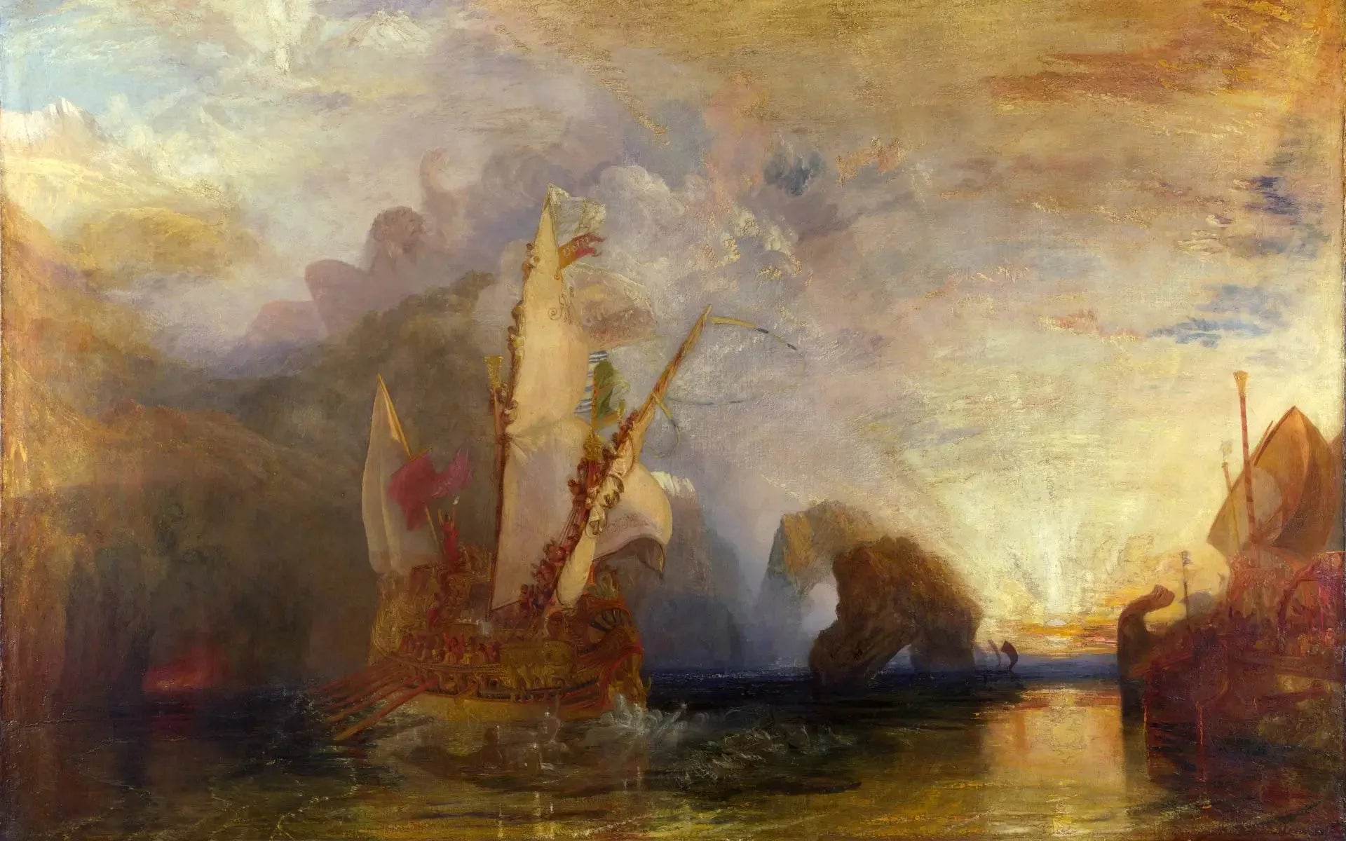 Ulysse se moquant de Polyphème - J. M. W. Turner image 1 copie de tableau peinte à la main