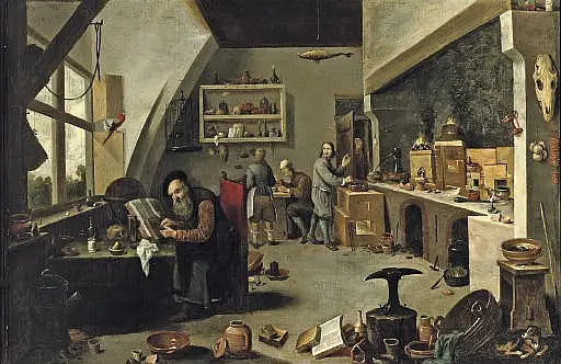 Un alchimista nel suo atelier - David Teniers il Giovane