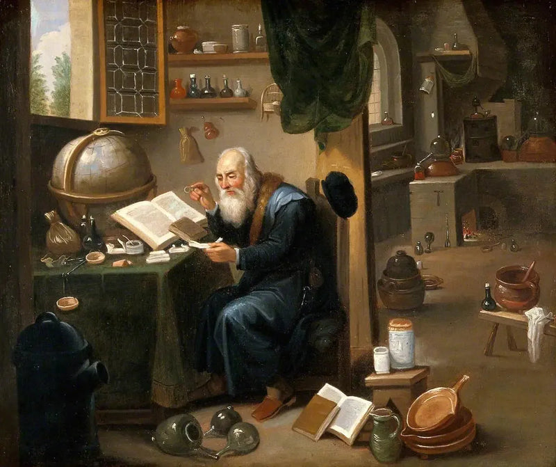 Un alchimista nel suo laboratorio. - David Teniers il Giovane