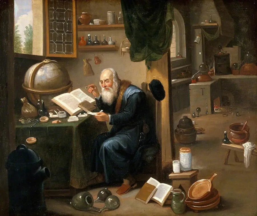 Un alchimista nel suo laboratorio. - David Teniers il Giovane