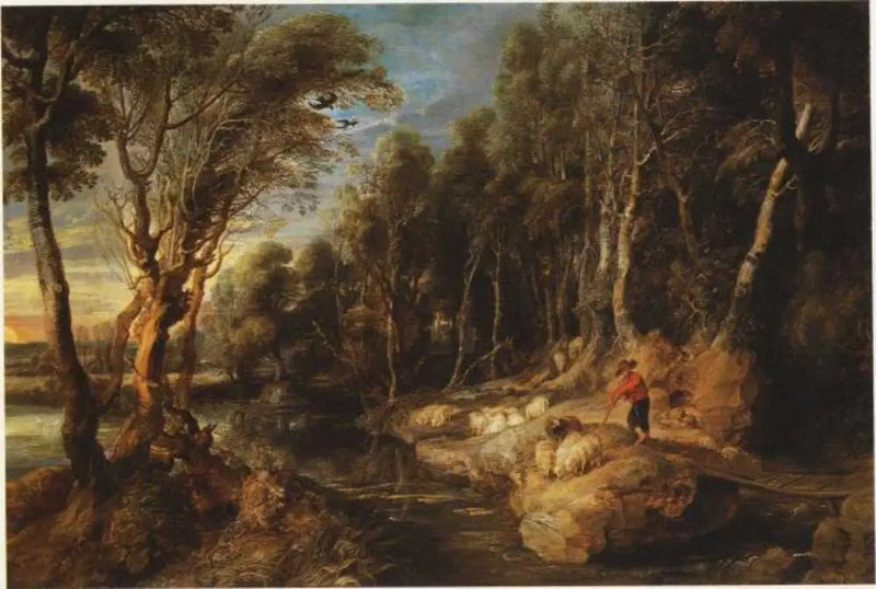 Un pastore con il suo gregge in un paesaggio boscoso - Peter Paul Rubens