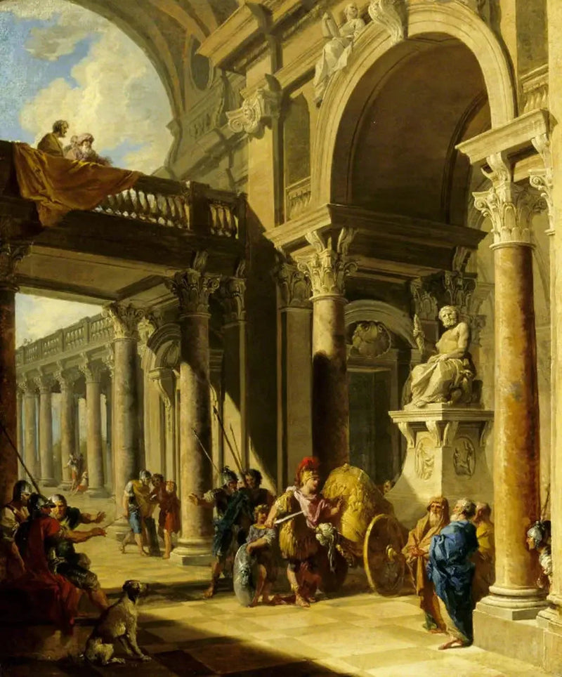 Un Capriccio architettonico con Alessandro che taglia il nodo gordiano - Giovanni Paolo Panini