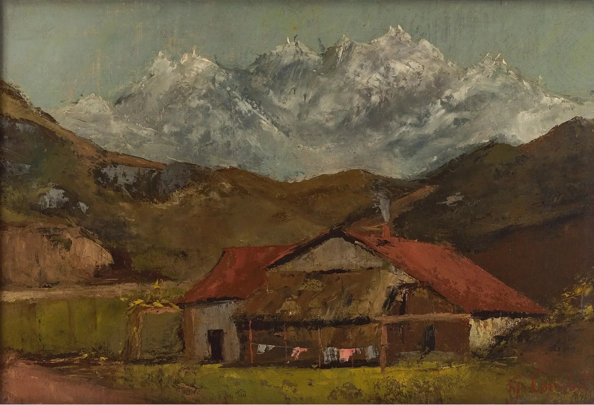 Un chalet dans la montagne - Gustave Courbet image 1 copie peinte à la main à l’huile