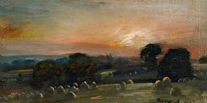 Un campo di fieno vicino a East Bergholt al tramonto - John Constable