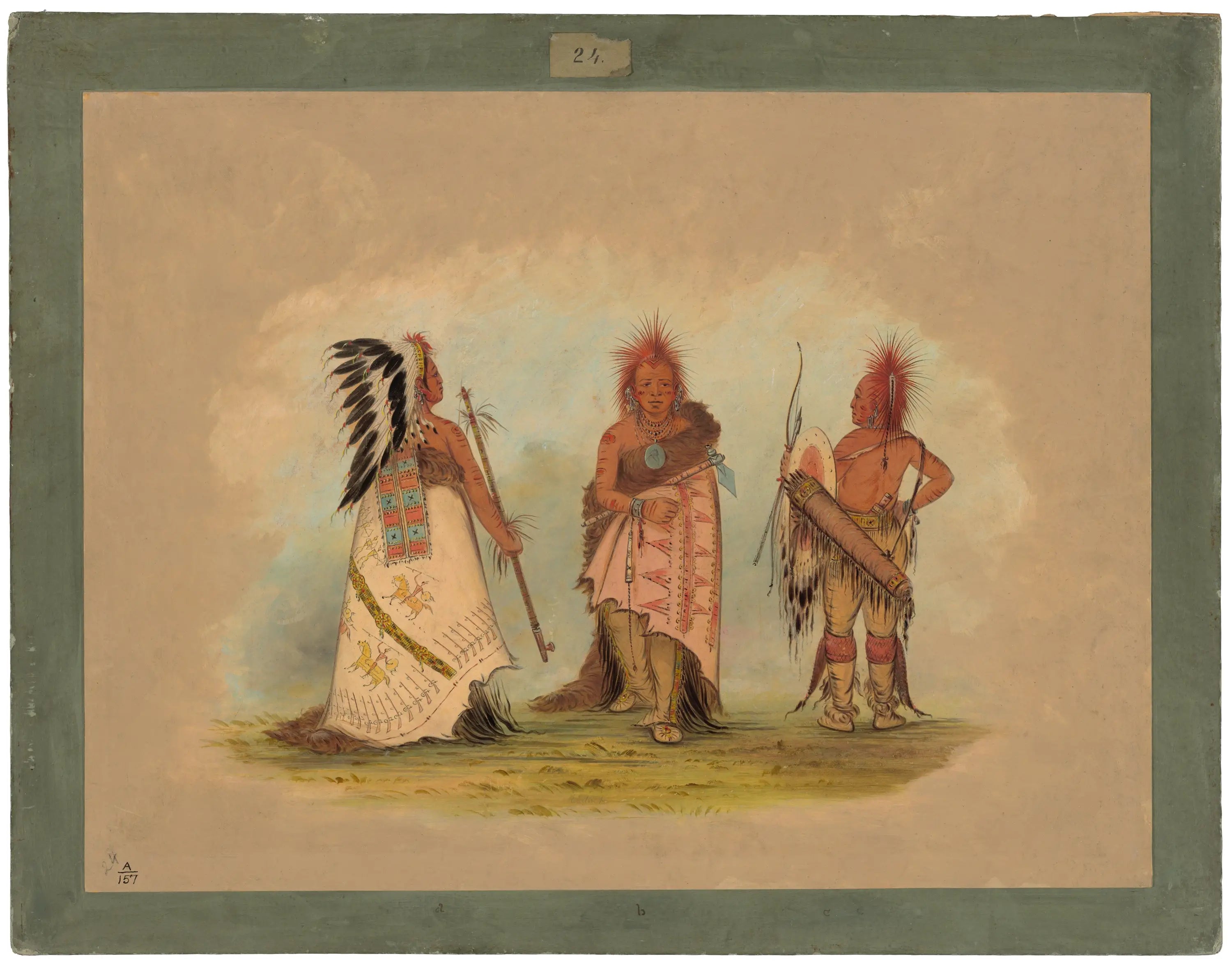 Un chef Pawnee avec deux guerriers - George Catlin - Alpha Reproduction