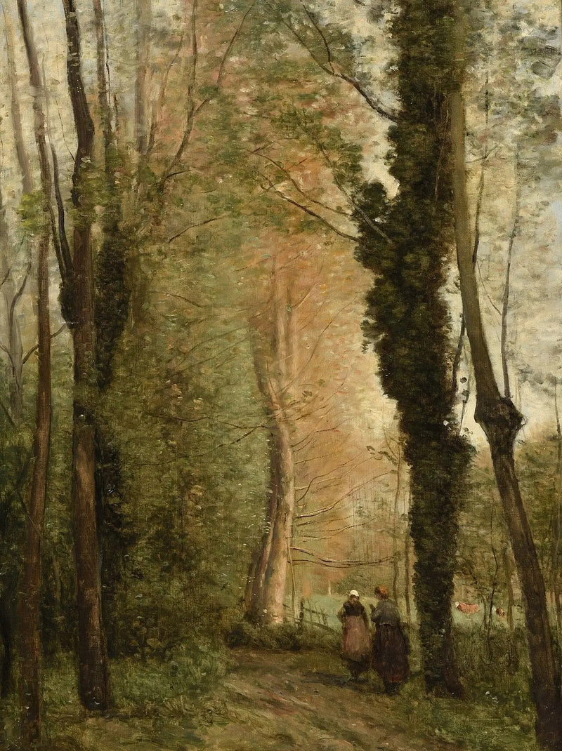 Un percorso sotto gli alberi in primavera - Jean-Baptiste Camille Corot