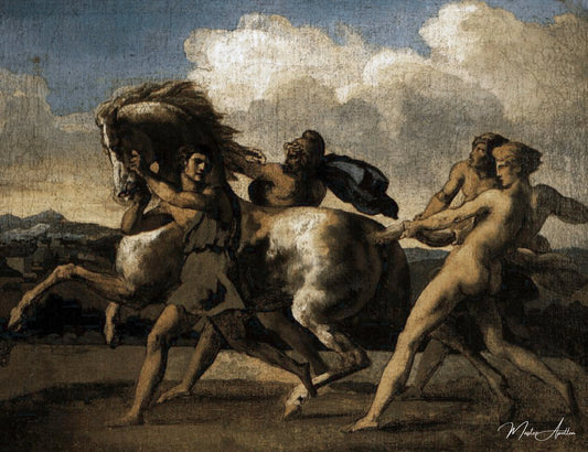 Un cheval arrêté par quatre jeunes gens - Théodore Géricault - Reproductions de tableaux et peintures haut de gamme