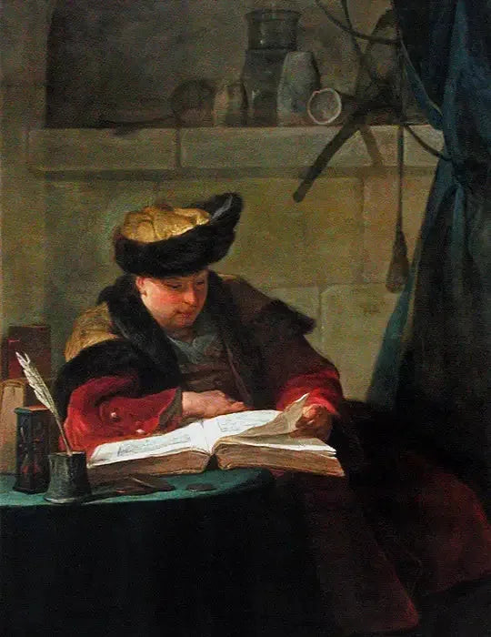 Un chimiste dans son laboratoire - Jean Siméon Chardin image 1 tableau peint à l’huile sur toile