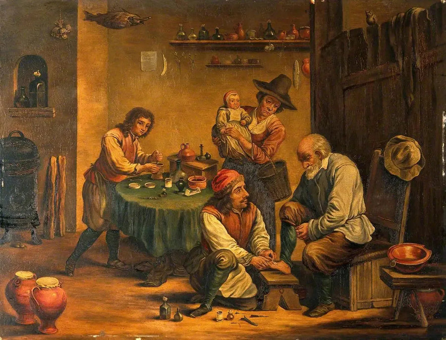 Un chirurgo che opera il piede di un uomo - David Teniers il Giovane