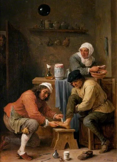 Un chirurgo che cura il piede di un contadino - David Teniers il Giovane
