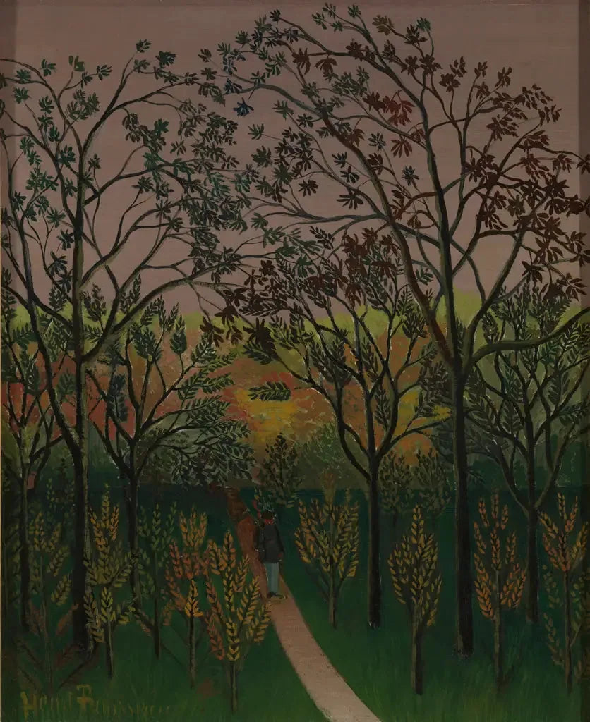 Un angolo del plateau di Bellevue. autunno, sole al tramonto - Henri Rousseau