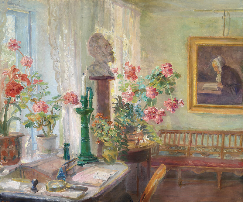 Un angolo del soggiorno. Interno. -Anna Ancher