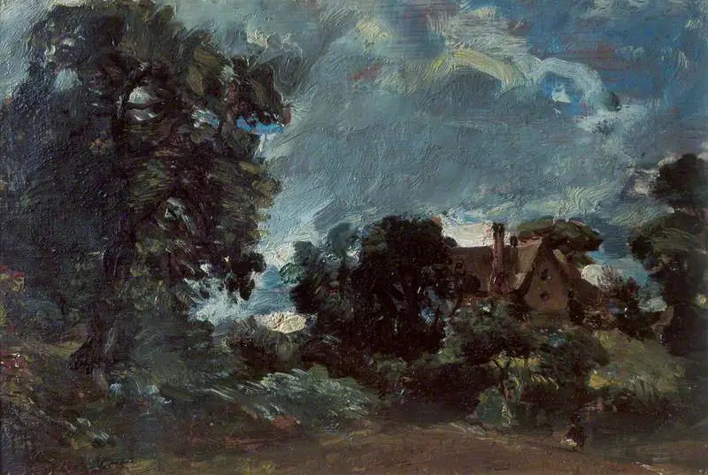 Un cottage et une ruelle à Langham (esquisse pour « The Glebe Farm ») - John Constable - Alpha Reproduction