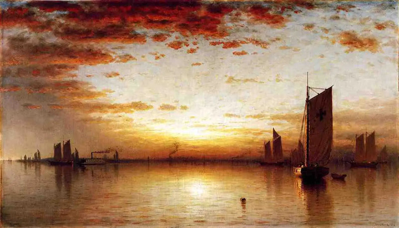 Un tramonto, baia di New York - Sanford Robinson Gifford