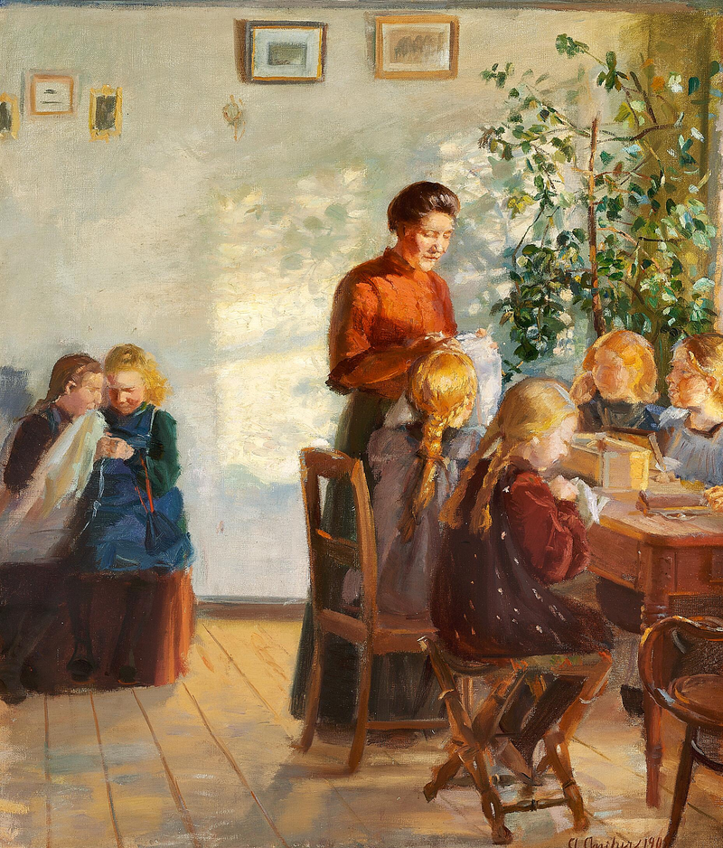Un corso di cucito. - Anna Ancher